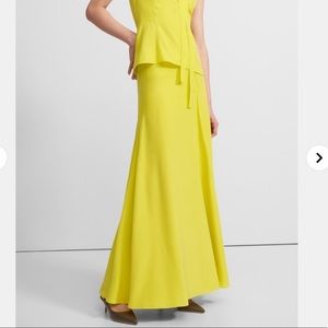 NWT Theory Asymmetric Drape Skirt in Sandwashed 100%Silk bright lime size00